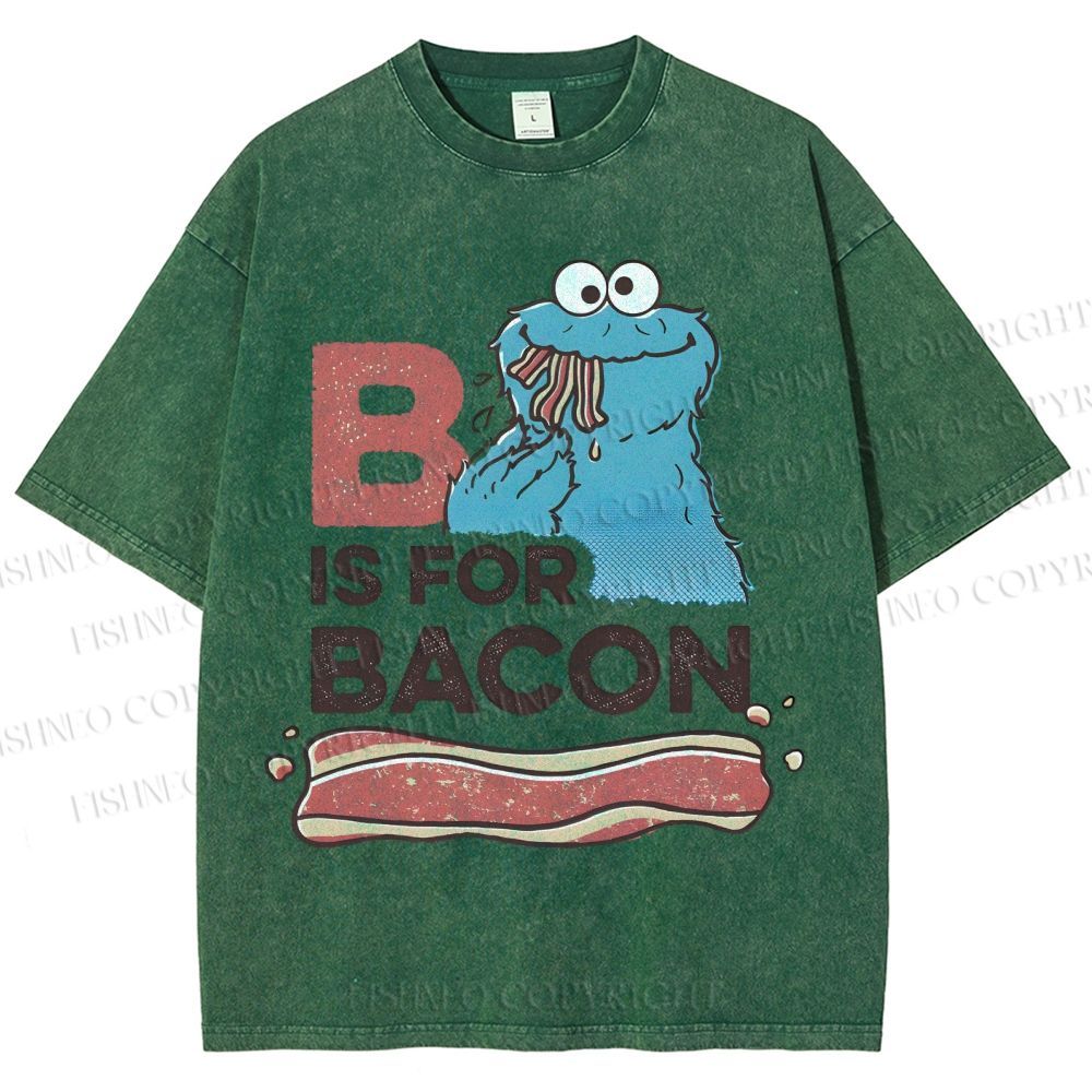 Unisex B Is For Bacon Cookie Monster Printed Washed Tee