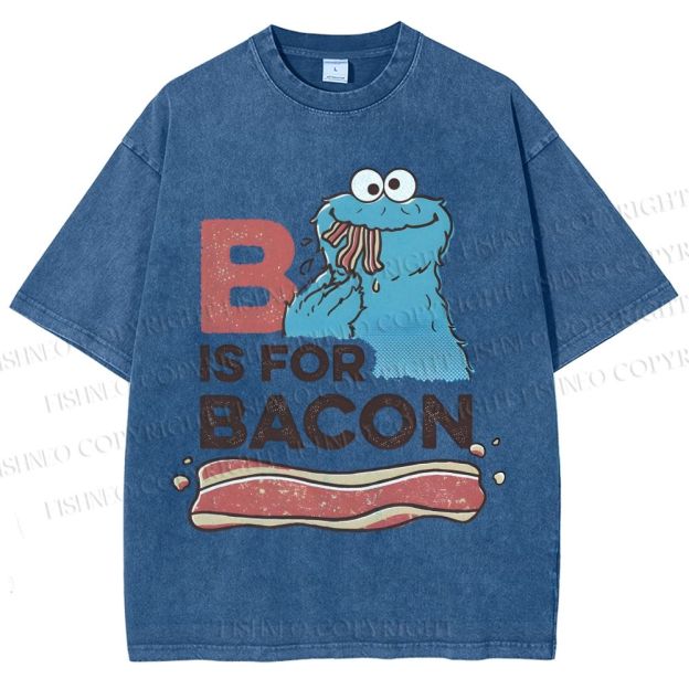 Unisex B Is For Bacon Cookie Monster Printed Washed Tee