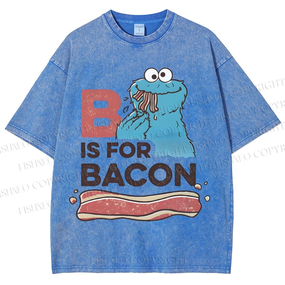Unisex B Is For Bacon Cookie Monster Printed Washed Tee