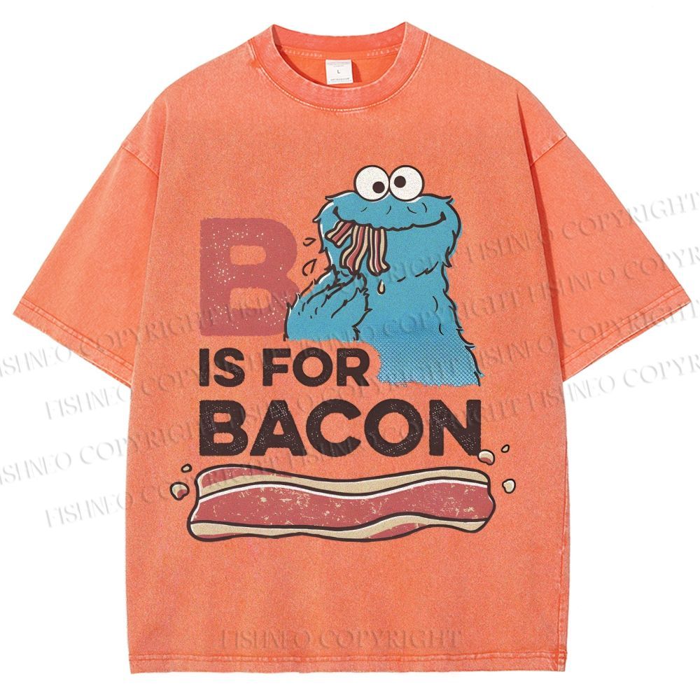 Unisex B Is For Bacon Cookie Monster Printed Washed Tee