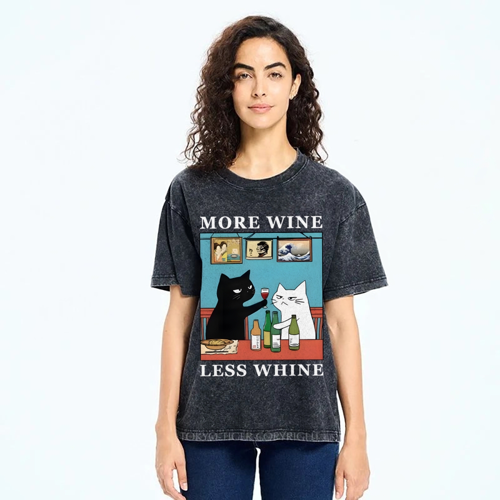 Funny More Wine Less Whine Washed T-Shirt