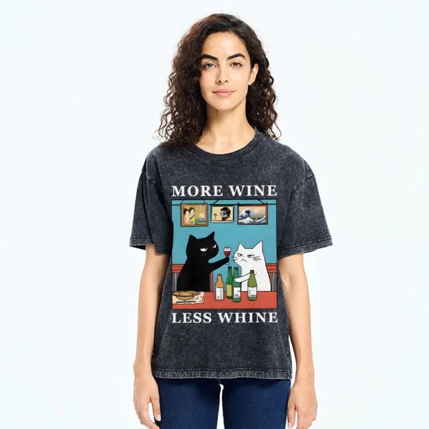 Funny More Wine Less Whine Washed T-Shirt