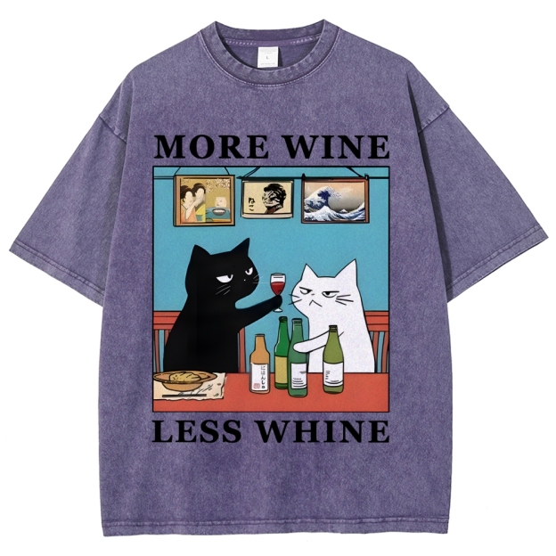 Funny More Wine Less Whine Washed T-Shirt
