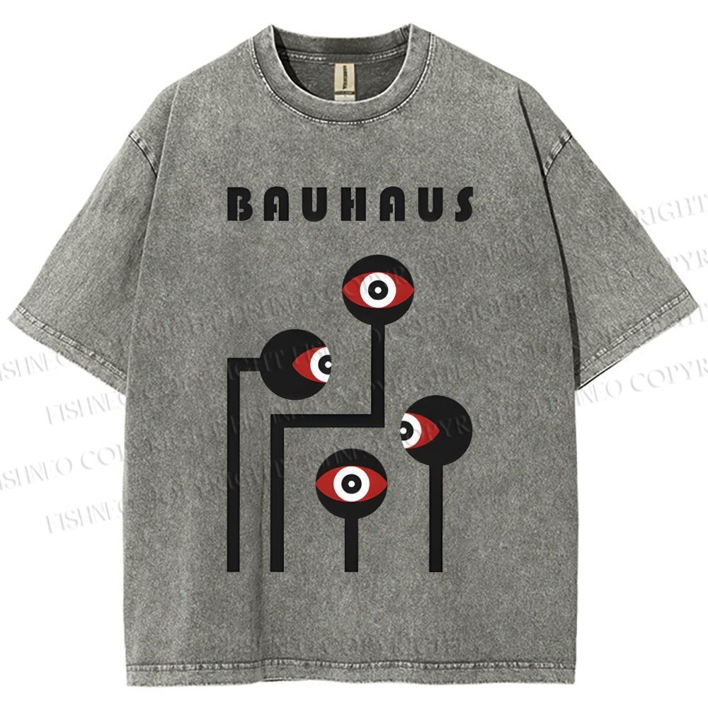 Unisex Bauhaus Geometric Art Eyes Printed Washed Tee
