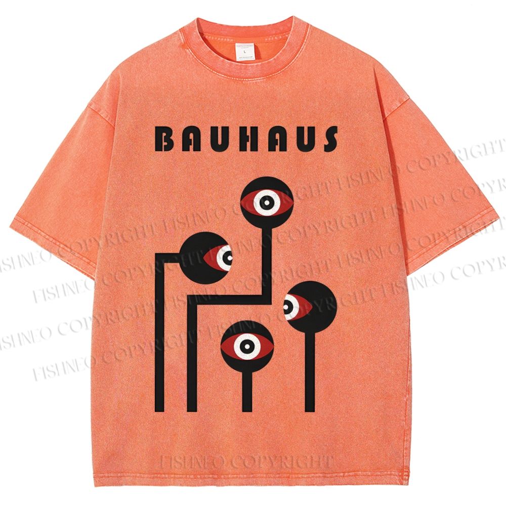 Unisex Bauhaus Geometric Art Eyes Printed Washed Tee