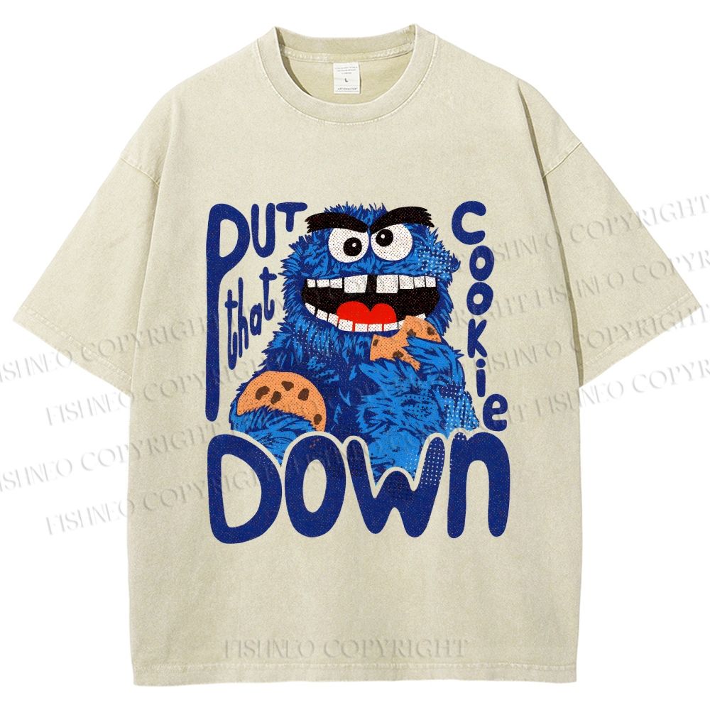 Unisex Put That Cookie Down Cookie Monster Printed Washed Tee
