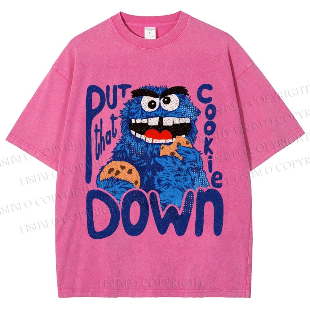 Unisex Put That Cookie Down Cookie Monster Printed Washed Tee