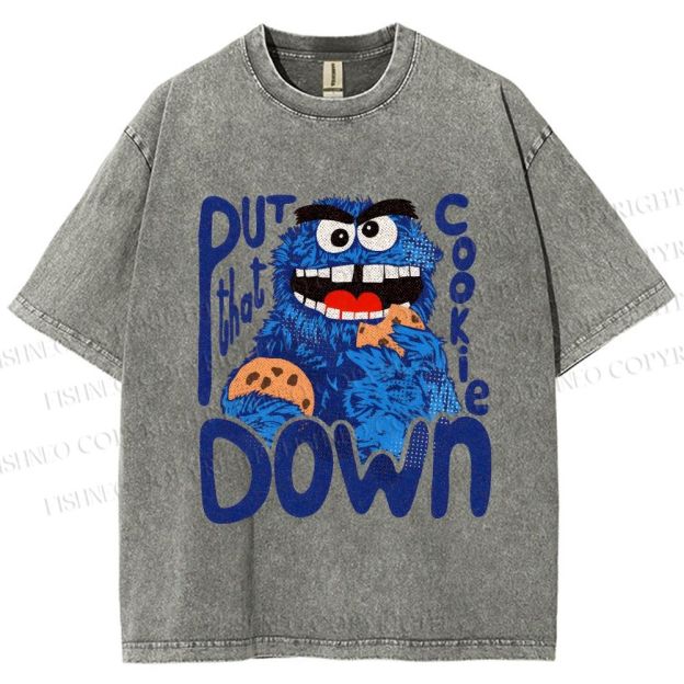 Unisex Put That Cookie Down Cookie Monster Printed Washed Tee