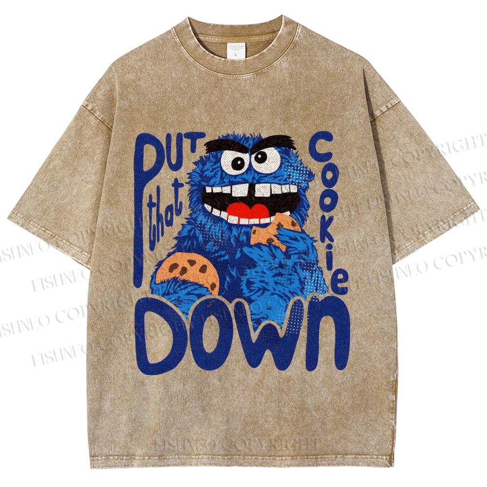 Unisex Put That Cookie Down Cookie Monster Printed Washed Tee