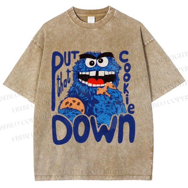 Unisex Put That Cookie Down Cookie Monster Printed Washed Tee