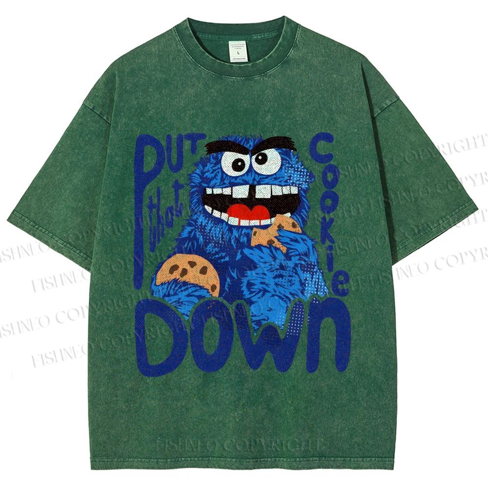 Unisex Put That Cookie Down Cookie Monster Printed Washed Tee