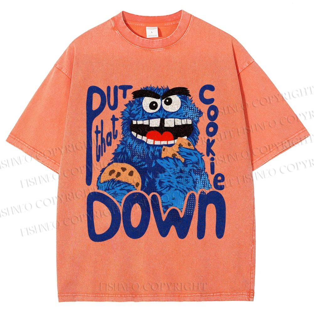 Unisex Put That Cookie Down Cookie Monster Printed Washed Tee