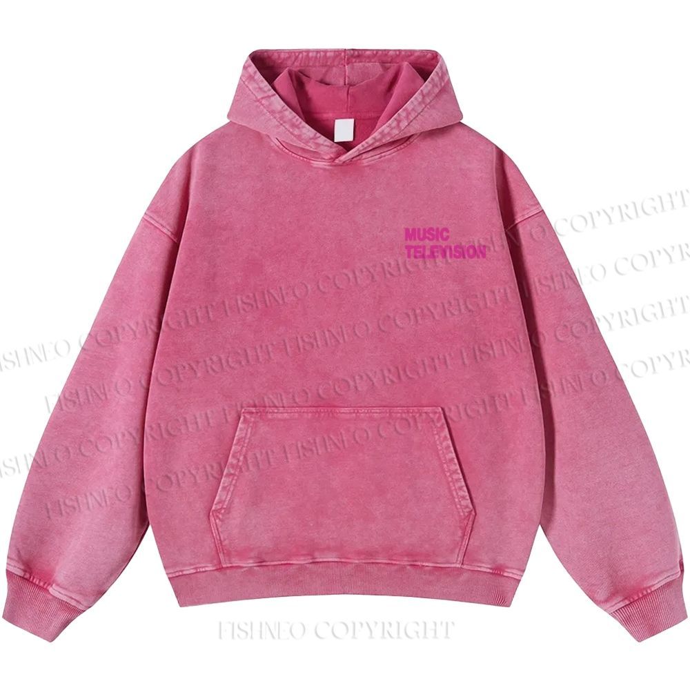 Unisex Casual MUSIC TELEVISION Monster Printed Washed Hoodie