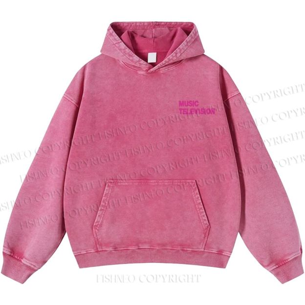 Unisex Casual MUSIC TELEVISION Monster Printed Washed Hoodie