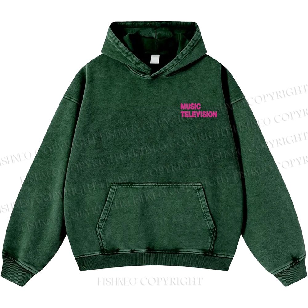 Unisex Casual MUSIC TELEVISION Monster Printed Washed Hoodie