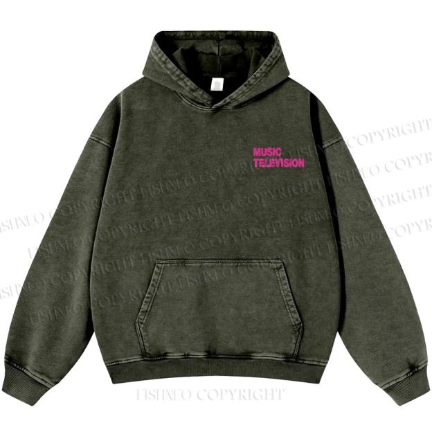 Unisex Casual MUSIC TELEVISION Monster Printed Washed Hoodie