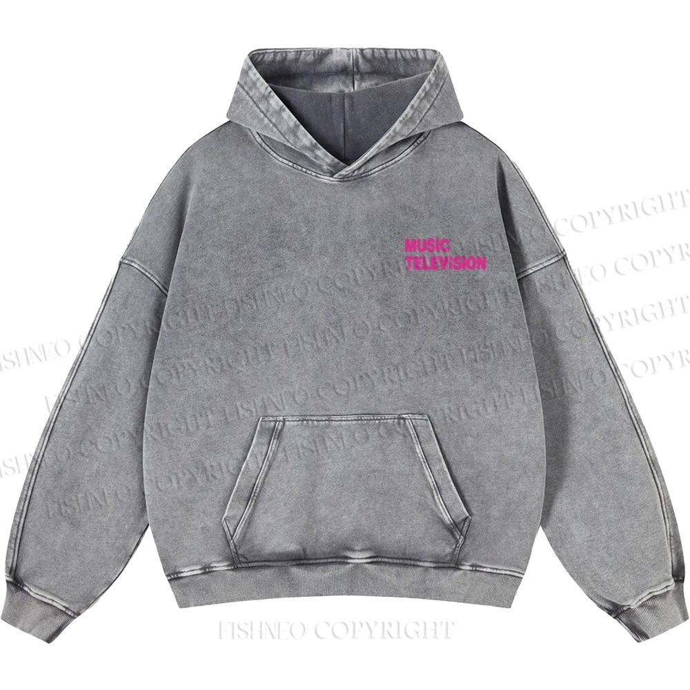 Unisex Casual MUSIC TELEVISION Monster Printed Washed Hoodie