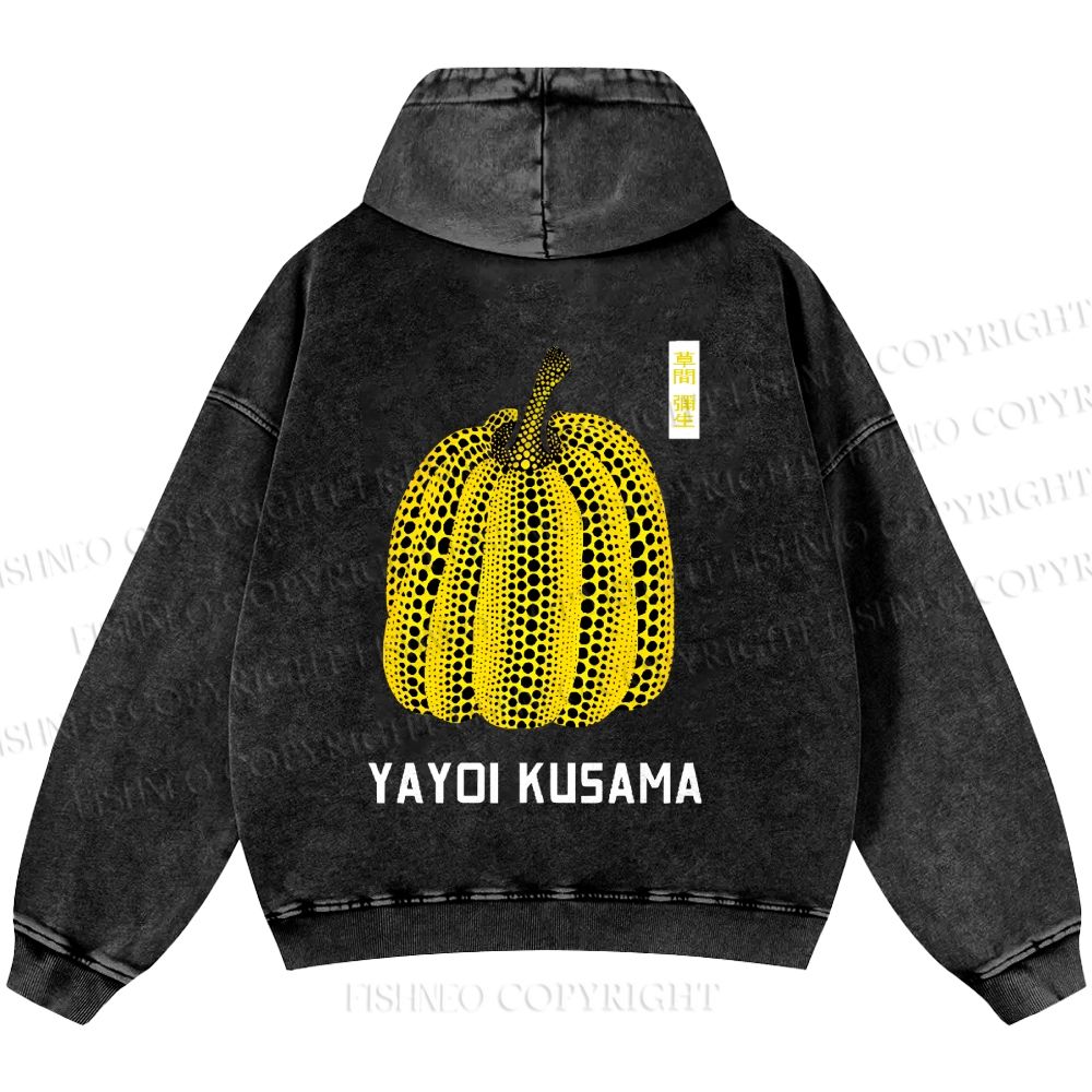 Unisex Casual Yayoi Kusama Pumpkin Printed Washed Hoodie