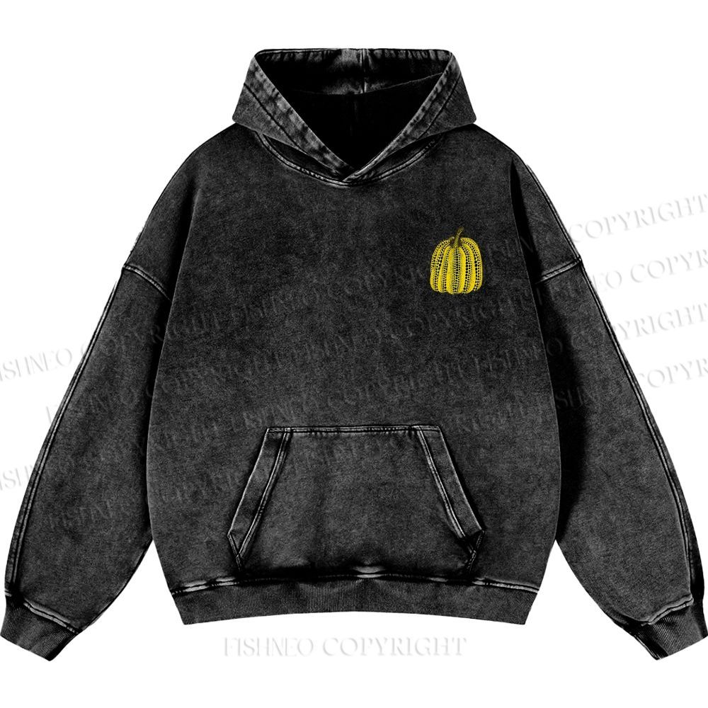 Unisex Casual Yayoi Kusama Pumpkin Printed Washed Hoodie