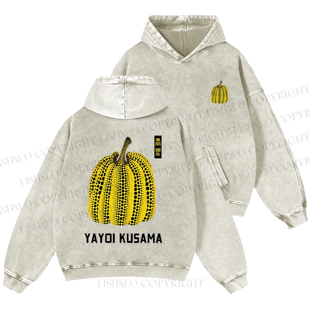 Unisex Casual Yayoi Kusama Pumpkin Printed Washed Hoodie