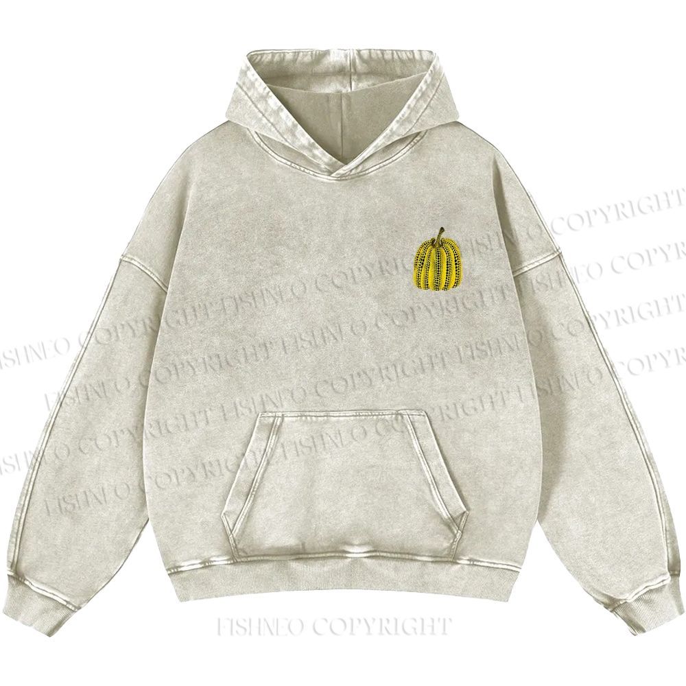 Unisex Casual Yayoi Kusama Pumpkin Printed Washed Hoodie