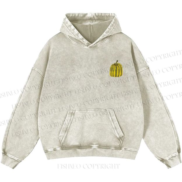 Unisex Casual Yayoi Kusama Pumpkin Printed Washed Hoodie