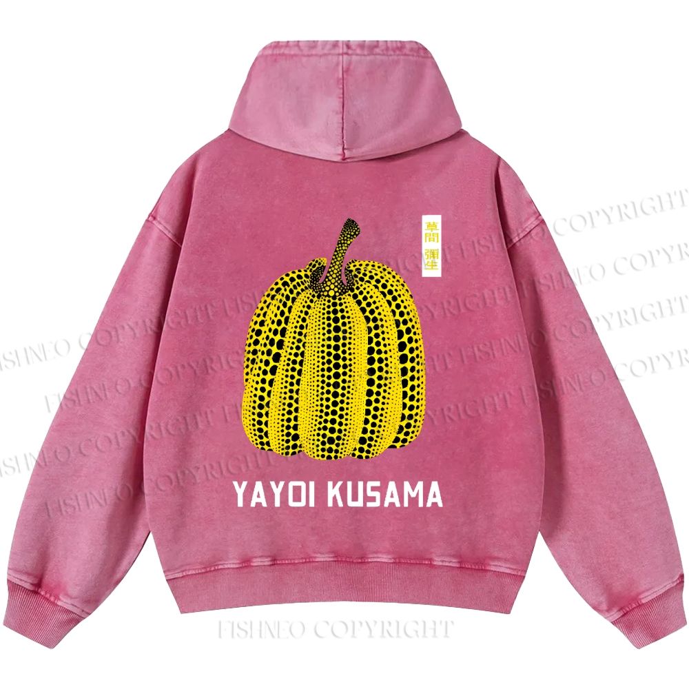 Unisex Casual Yayoi Kusama Pumpkin Printed Washed Hoodie