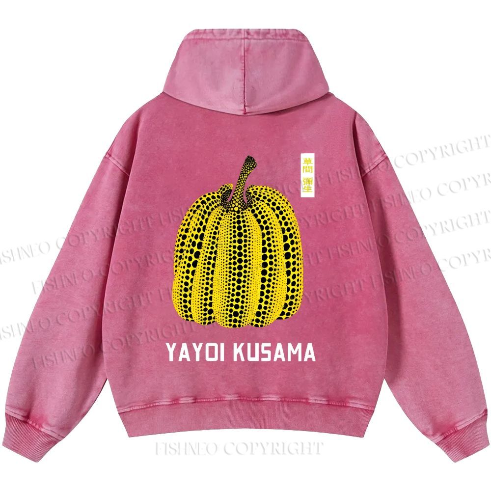 Unisex Casual Yayoi Kusama Pumpkin Printed Washed Hoodie