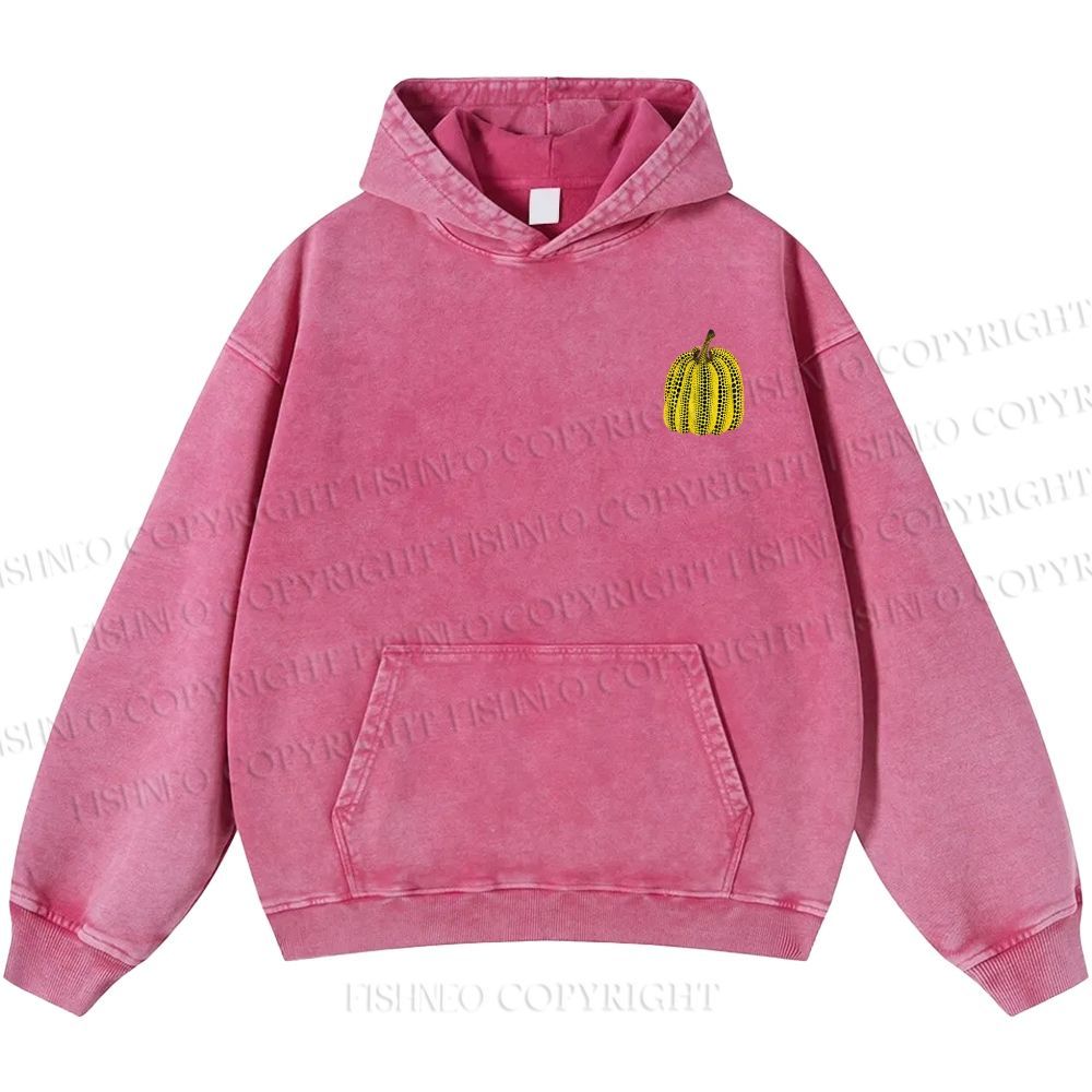 Unisex Casual Yayoi Kusama Pumpkin Printed Washed Hoodie