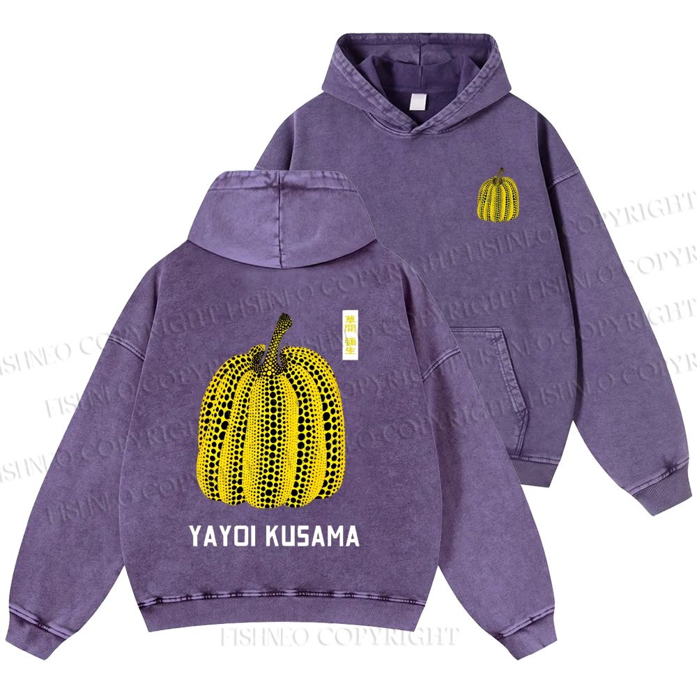 Unisex Casual Yayoi Kusama Pumpkin Printed Washed Hoodie