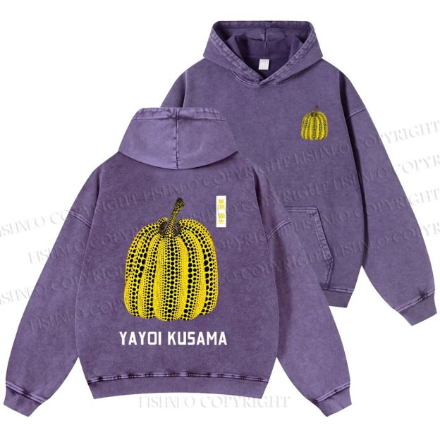 Unisex Casual Yayoi Kusama Pumpkin Printed Washed Hoodie