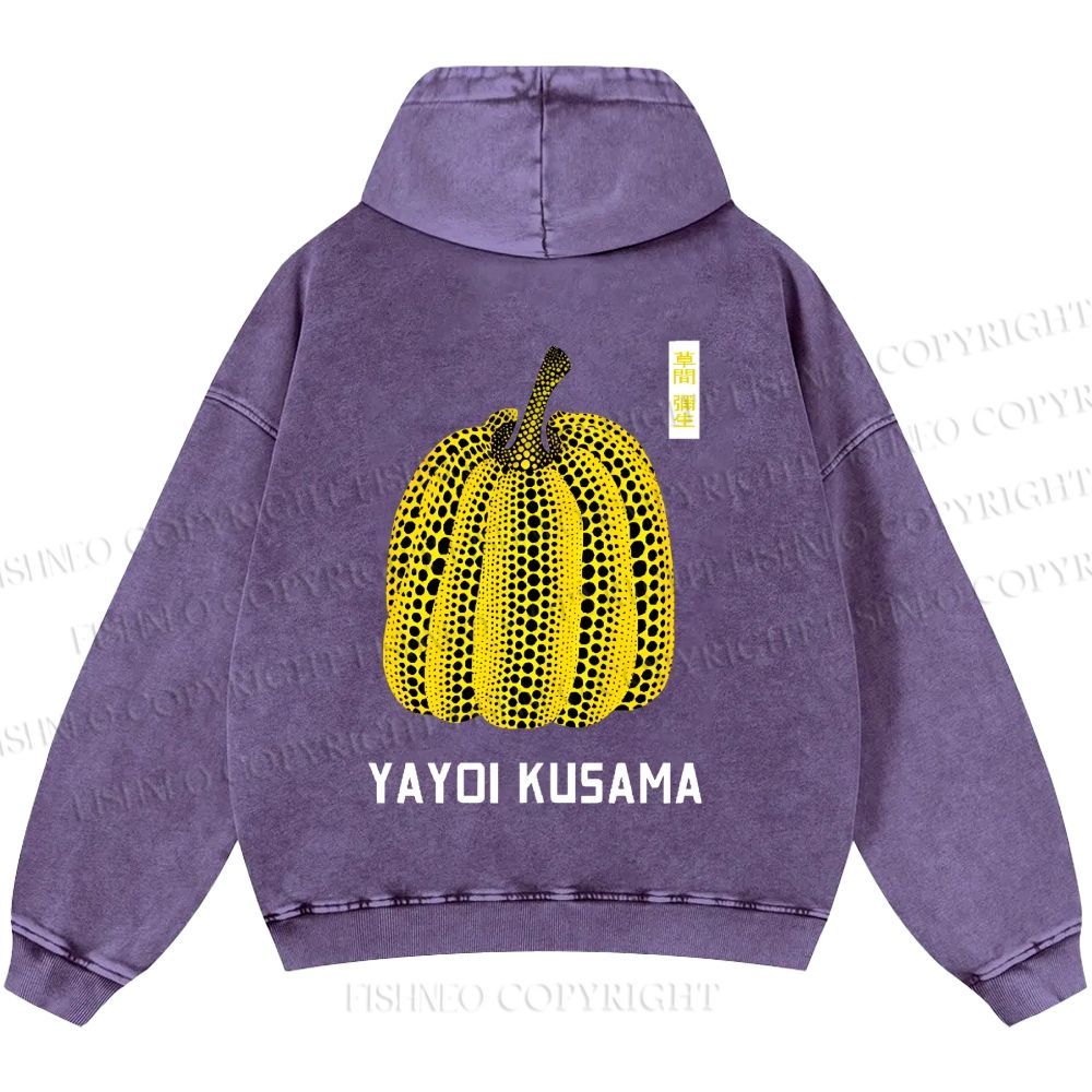 Unisex Casual Yayoi Kusama Pumpkin Printed Washed Hoodie