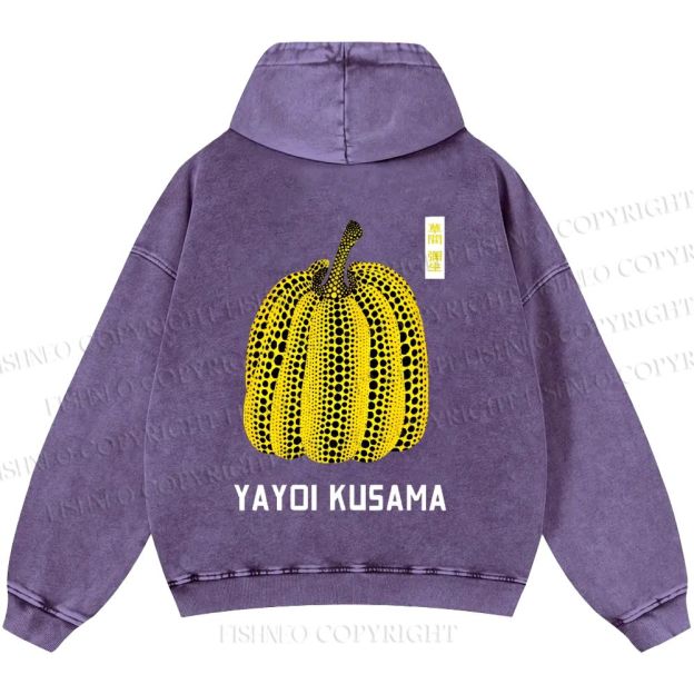 Unisex Casual Yayoi Kusama Pumpkin Printed Washed Hoodie