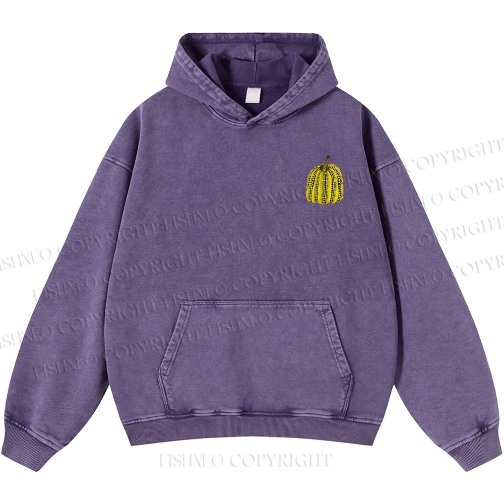 Unisex Casual Yayoi Kusama Pumpkin Printed Washed Hoodie
