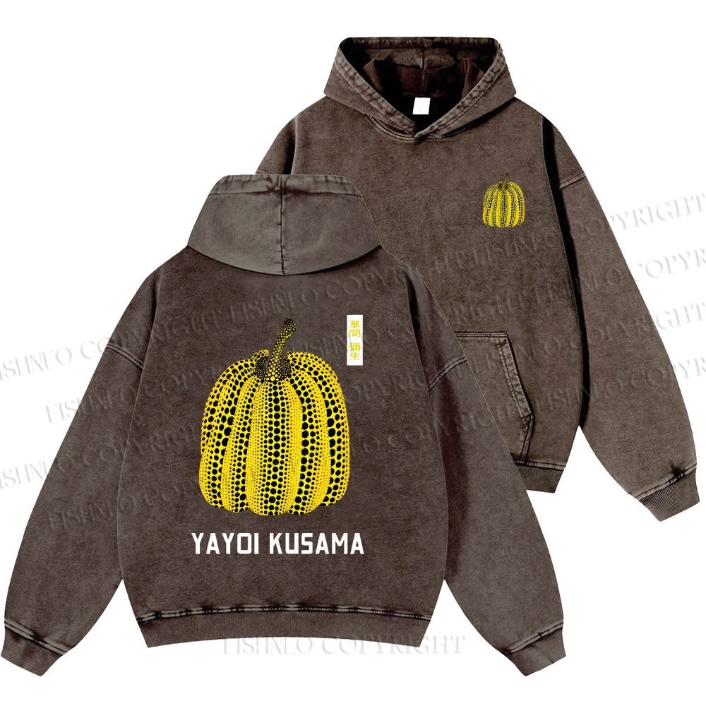 Unisex Casual Yayoi Kusama Pumpkin Printed Washed Hoodie