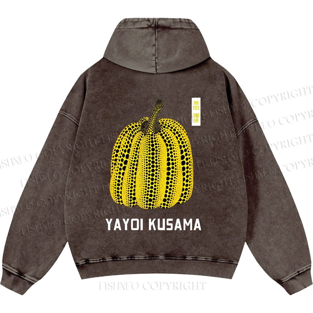 Unisex Casual Yayoi Kusama Pumpkin Printed Washed Hoodie