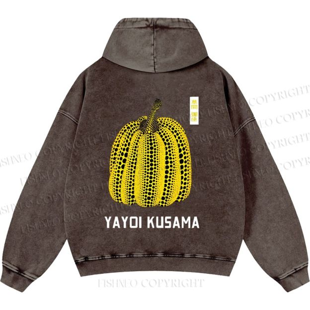 Unisex Casual Yayoi Kusama Pumpkin Printed Washed Hoodie