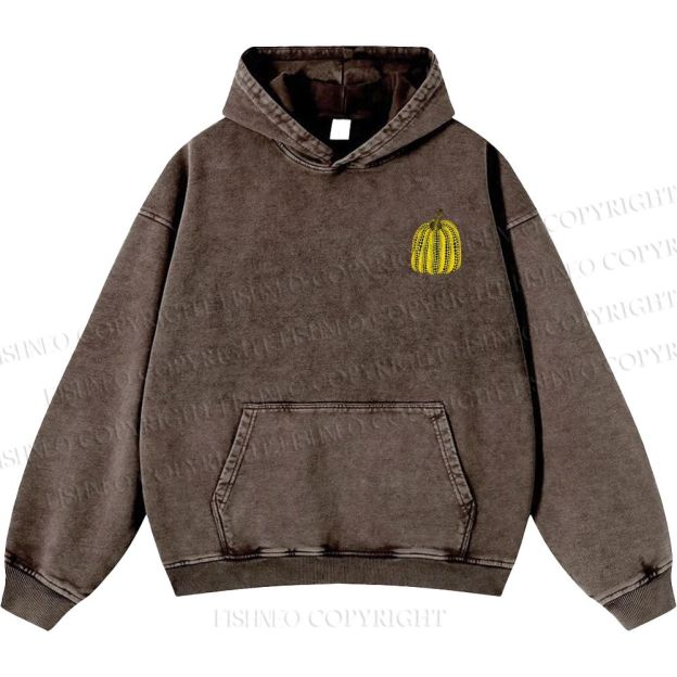 Unisex Casual Yayoi Kusama Pumpkin Printed Washed Hoodie