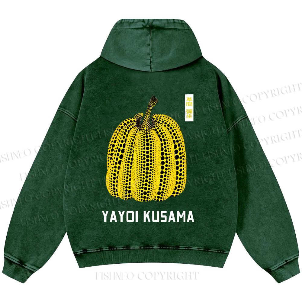 Unisex Casual Yayoi Kusama Pumpkin Printed Washed Hoodie