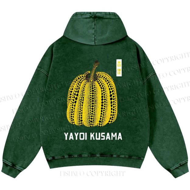 Unisex Casual Yayoi Kusama Pumpkin Printed Washed Hoodie