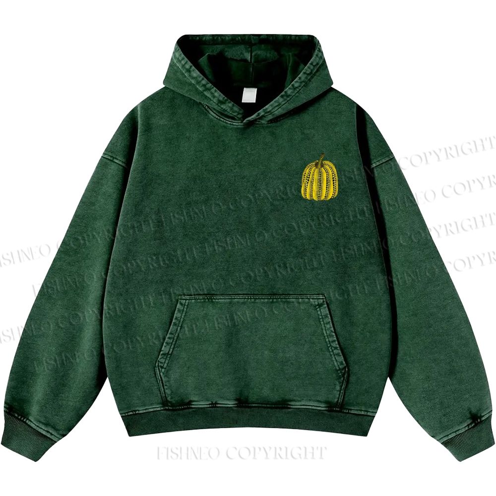 Unisex Casual Yayoi Kusama Pumpkin Printed Washed Hoodie
