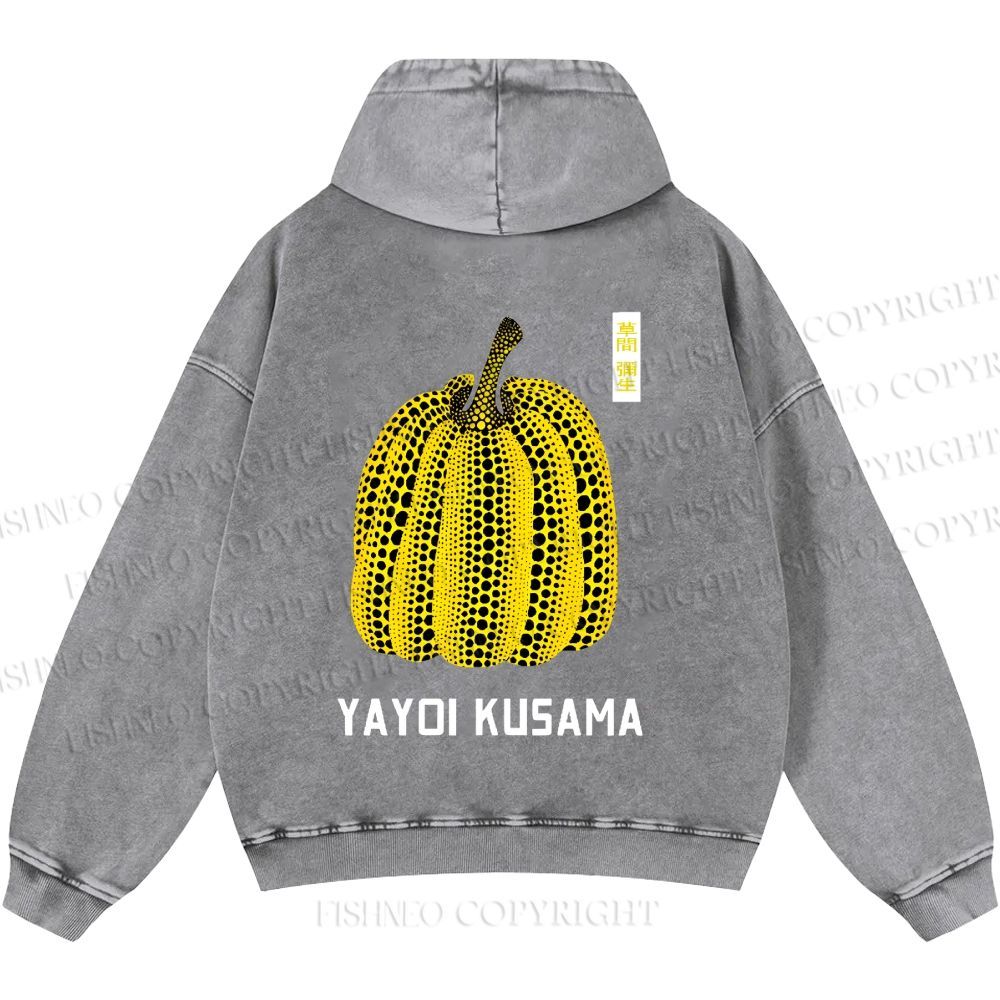 Unisex Casual Yayoi Kusama Pumpkin Printed Washed Hoodie