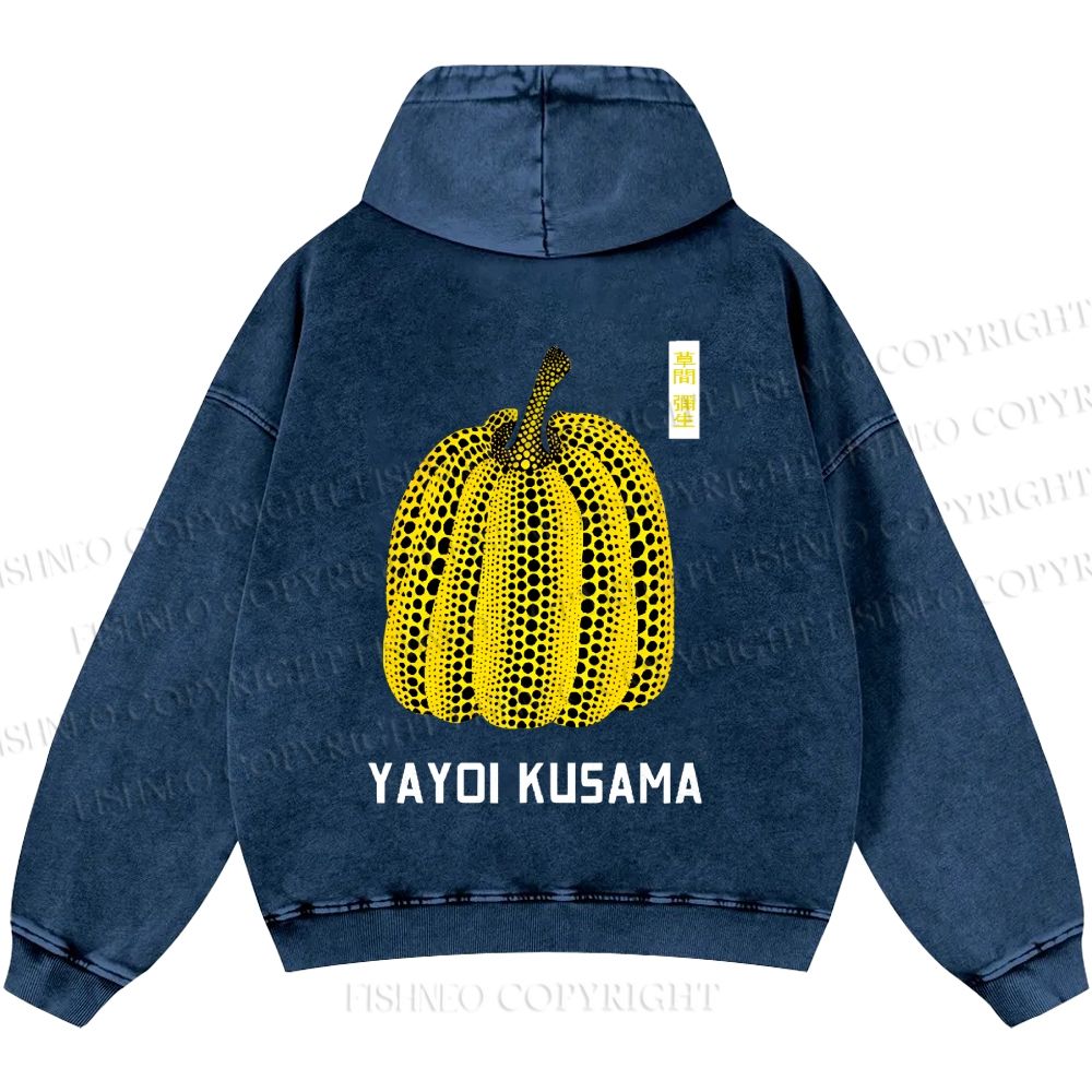 Unisex Casual Yayoi Kusama Pumpkin Printed Washed Hoodie