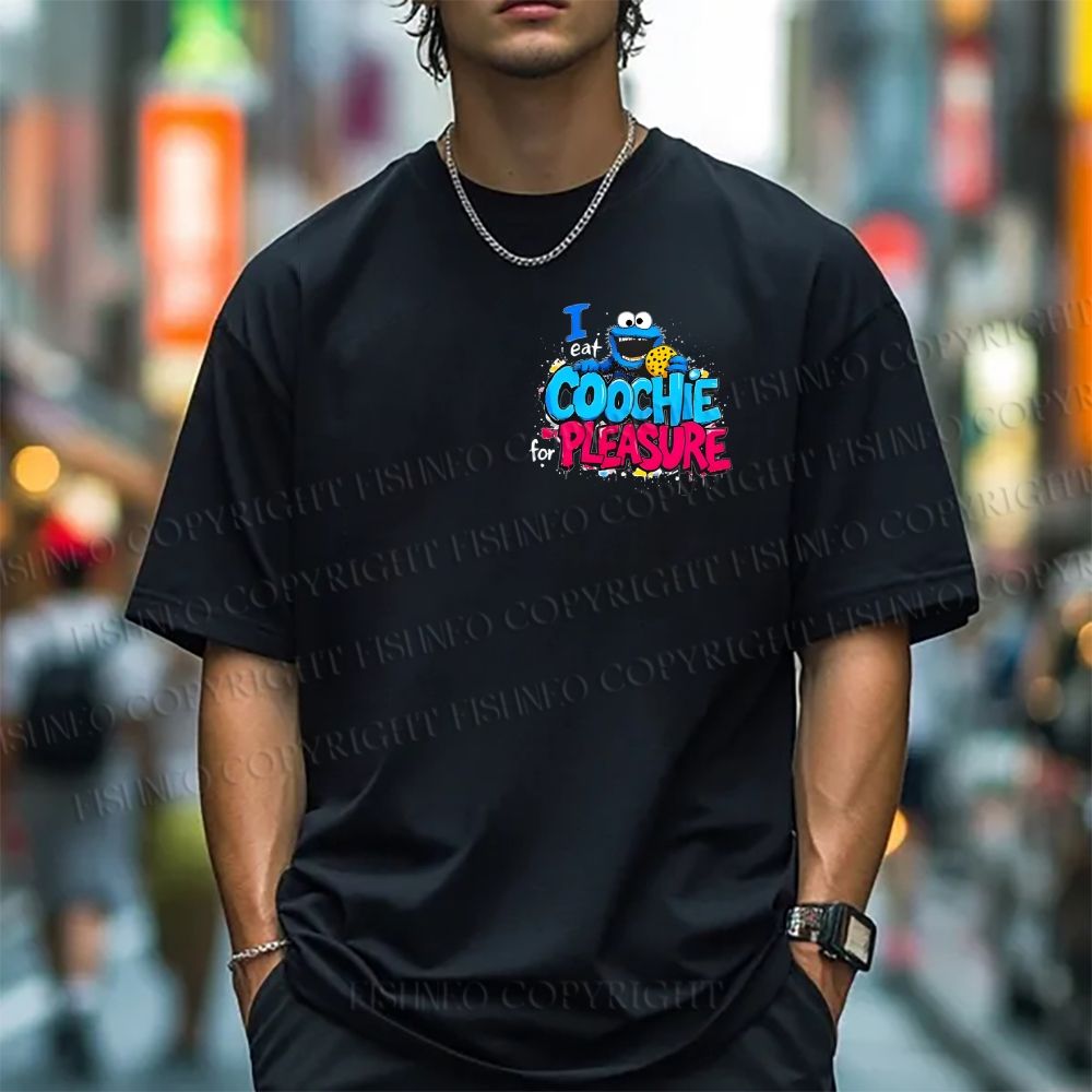 Unisex Classic I Eat Cookies For Pleasure Cookie Monster Printed Cotton T-shirt