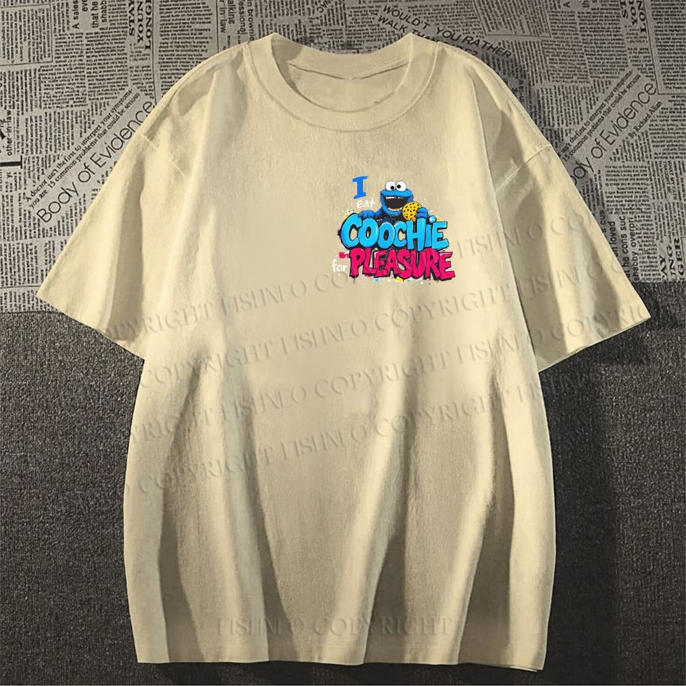 Unisex Classic I Eat Cookies For Pleasure Cookie Monster Printed Cotton T-shirt