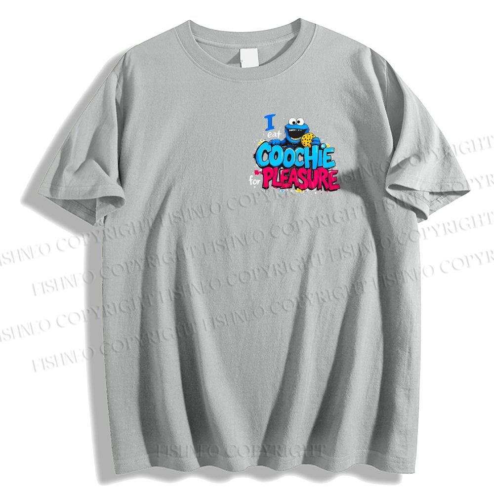 Unisex Classic I Eat Cookies For Pleasure Cookie Monster Printed Cotton T-shirt