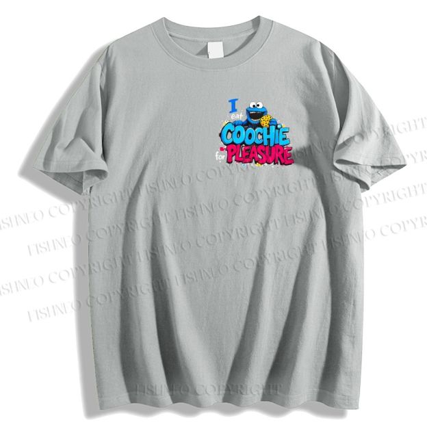 Unisex Classic I Eat Cookies For Pleasure Cookie Monster Printed Cotton T-shirt