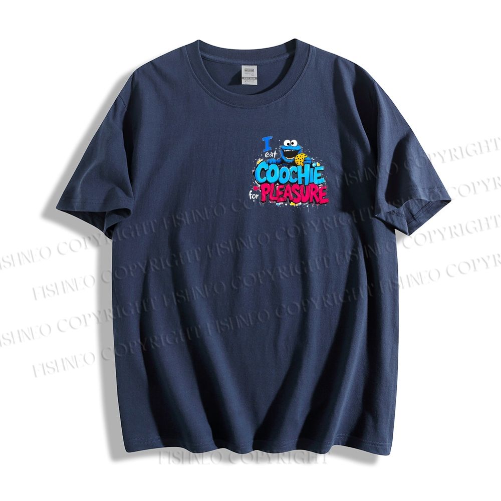 Unisex Classic I Eat Cookies For Pleasure Cookie Monster Printed Cotton T-shirt