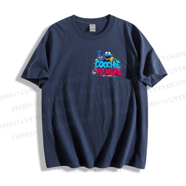 Unisex Classic I Eat Cookies For Pleasure Cookie Monster Printed Cotton T-shirt