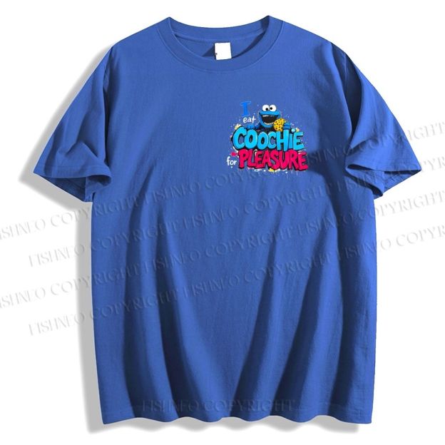 Unisex Classic I Eat Cookies For Pleasure Cookie Monster Printed Cotton T-shirt